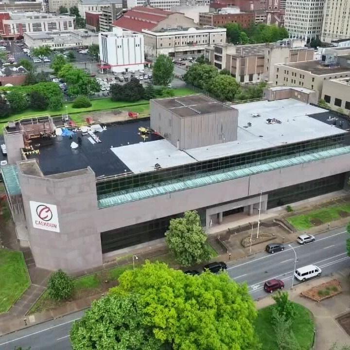 Drone photo of LMPD future headquarters at old AT&T building - 5.22.25